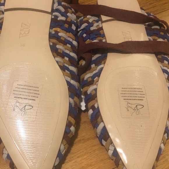 ZARA LEATHER MULTICOLOR WOVEN SANDAL - Picture 5 of 5